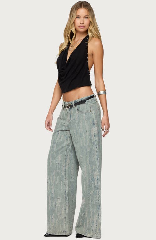 Edikted Irina Studded Cowl Neck Halter Top In Black