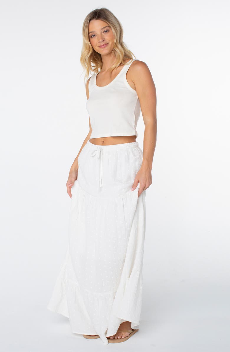 Roxy Side Street Tiered Cotton Maxi Skirt, Alternate, color, Cloud Dancer