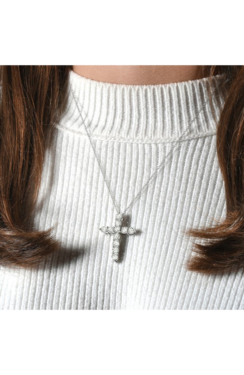 Bliss Diamond 4Ct TW Diamond Cross Pendant 14k Gold Women's 18" Necklace Lab Grown, Alternate, color, White Gold