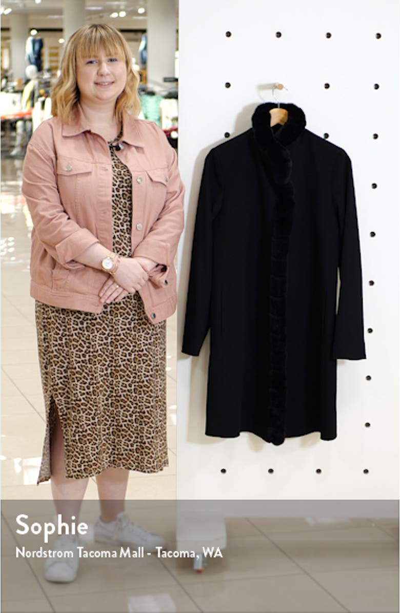 Wool Car Coat with Genuine Rex Rabbit Fur Trim, sales video thumbnail