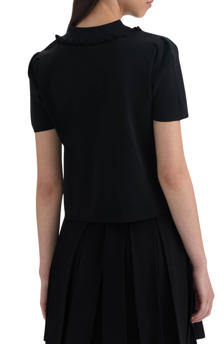 NVLT Ruffle Neck Polo Sweater, Alternate, color, Black