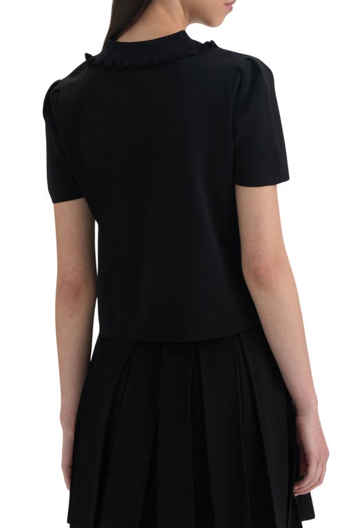 Nvlt Ruffle Neck Polo Sweater In Black