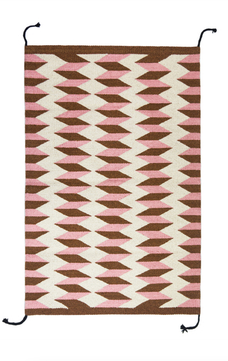 Teo Pink and Umber Handwoven Flatweave Wool Rug