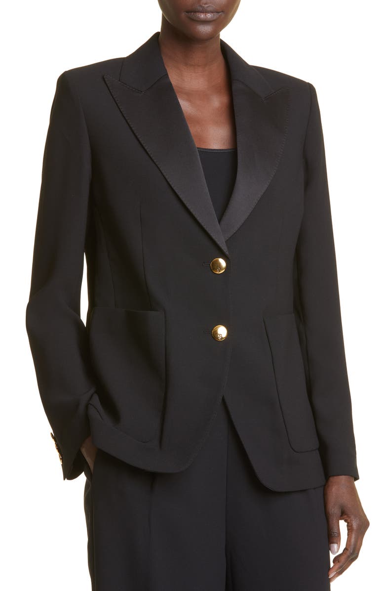 ST. JOHN Crepe Back Satin Jacket, Alternate, color, 