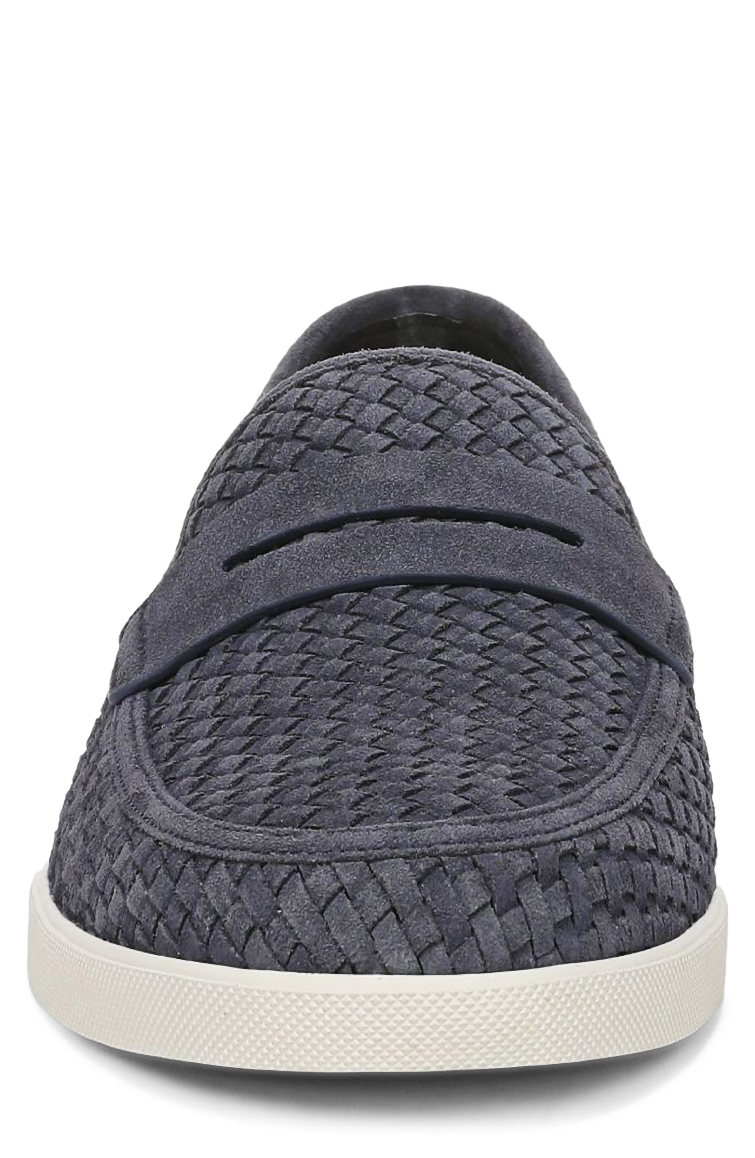 Santino Woven Suede Penny Loafer, Alternate, color, BLUE INK