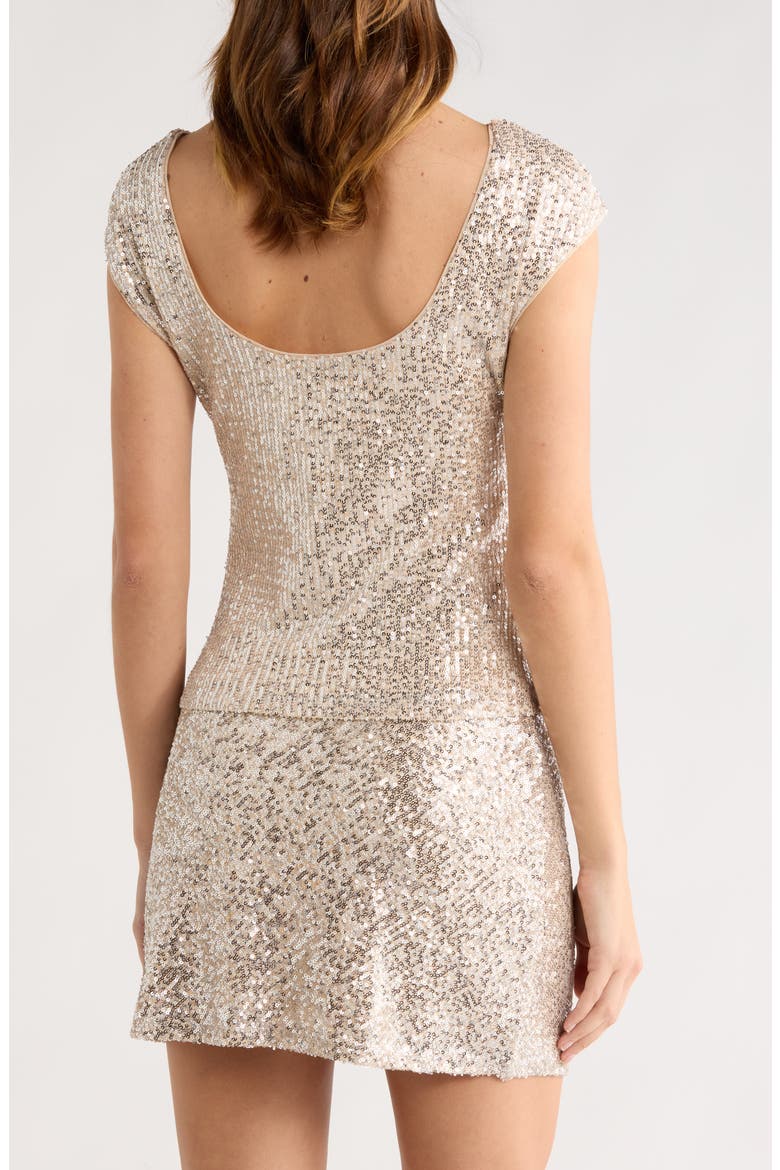 Cap Sleeve Sequin Top, Alternate, color, SILVER