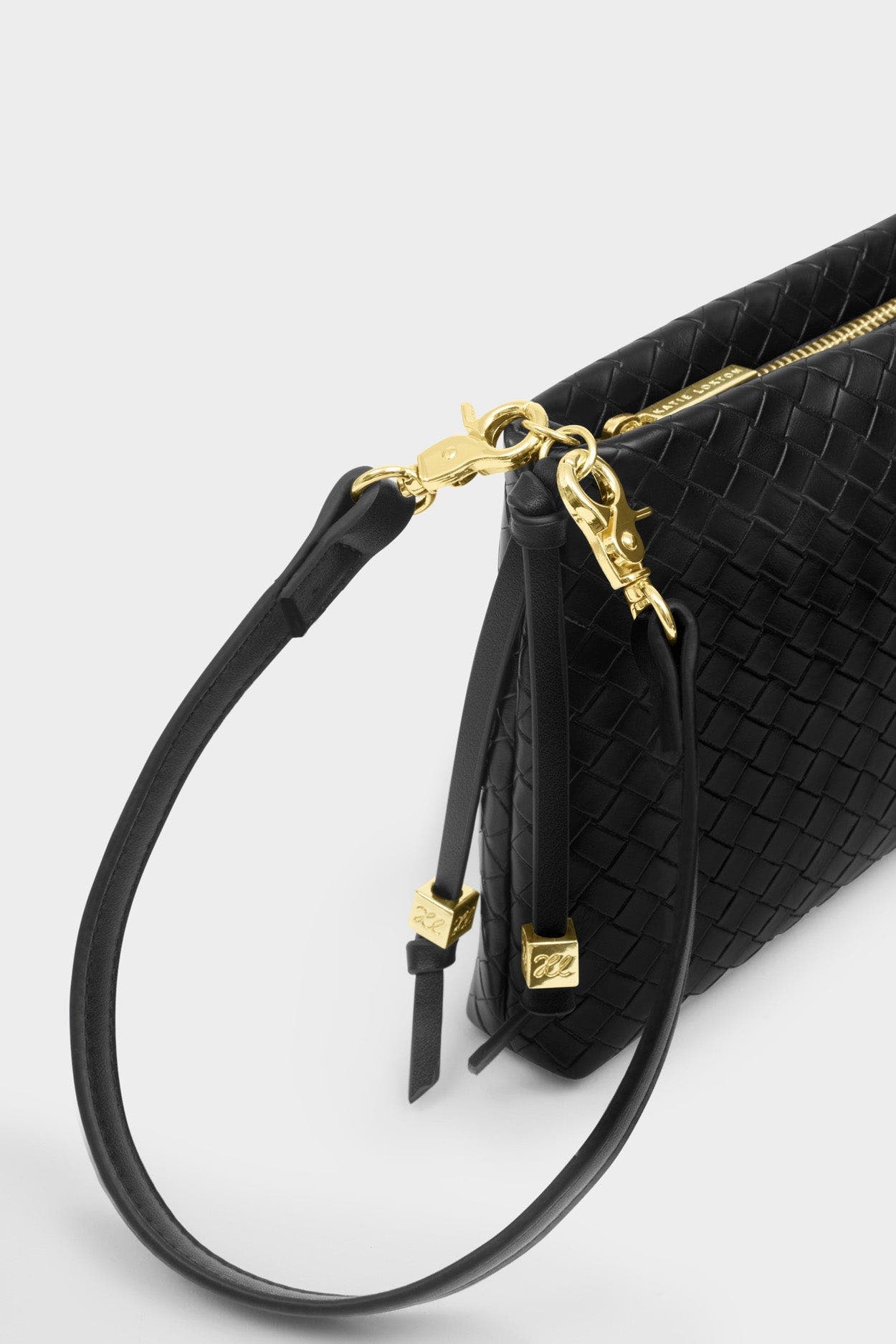 Katie Loxton Nova Woven Texture Clutch in Black, Alternate, color, Black