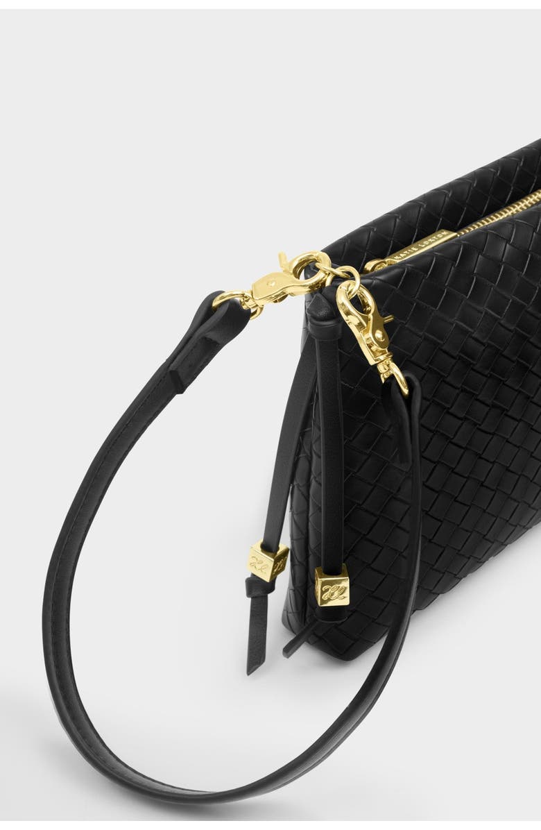 Katie Loxton Nova Woven Texture Clutch in Black, Alternate, color, Black