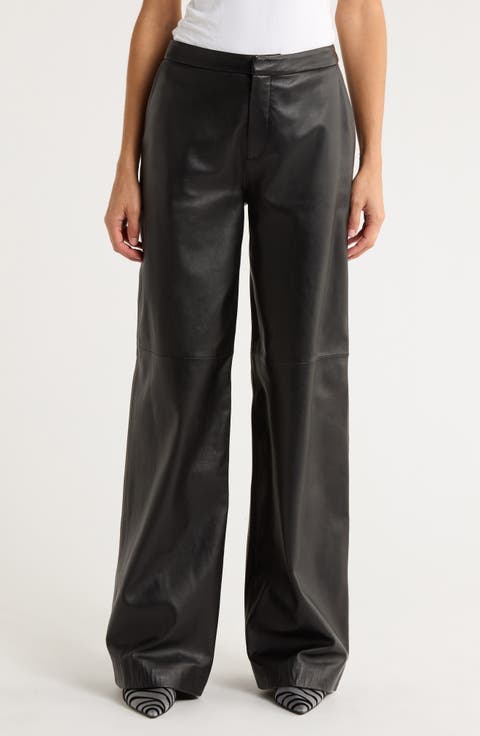 Livvy Straight Leg Lambskin Leather Trousers