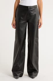L'AGENCE Livvy Straight Leg Lambskin Leather Trousers