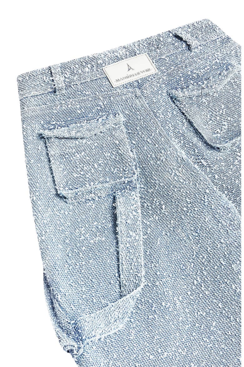 Anne High Waisted Boucle Denim Cargo Pants, Alternate, color, Mid Blue