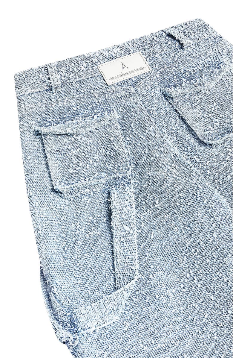 Manière De Voir Anne High Waisted Boucle Denim Cargo Pants, Alternate, color, Mid Blue