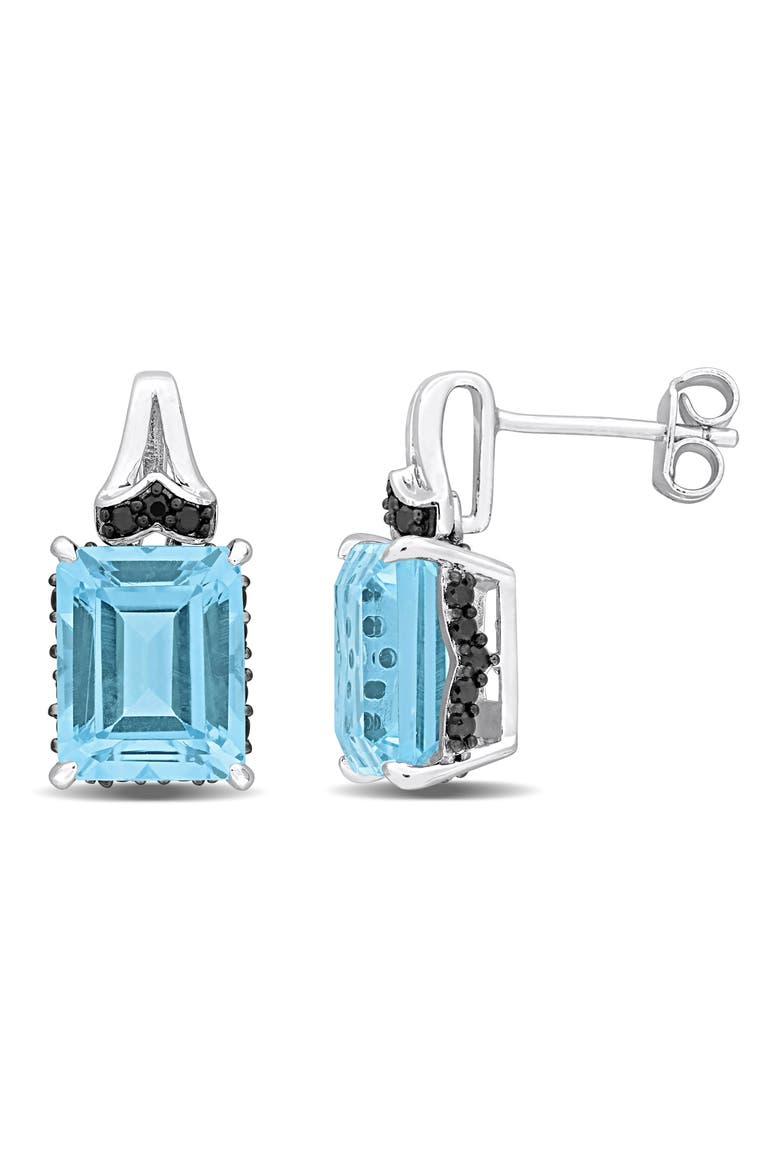 Emerald-Cut Sky Blue Topaz Stud Earrings, Main, color, BLUE