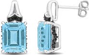 DELMAR Emerald-Cut Sky Blue Topaz Stud Earrings
