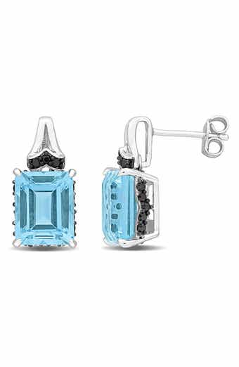 Emerald-Cut Sky Blue Topaz Stud Earrings
