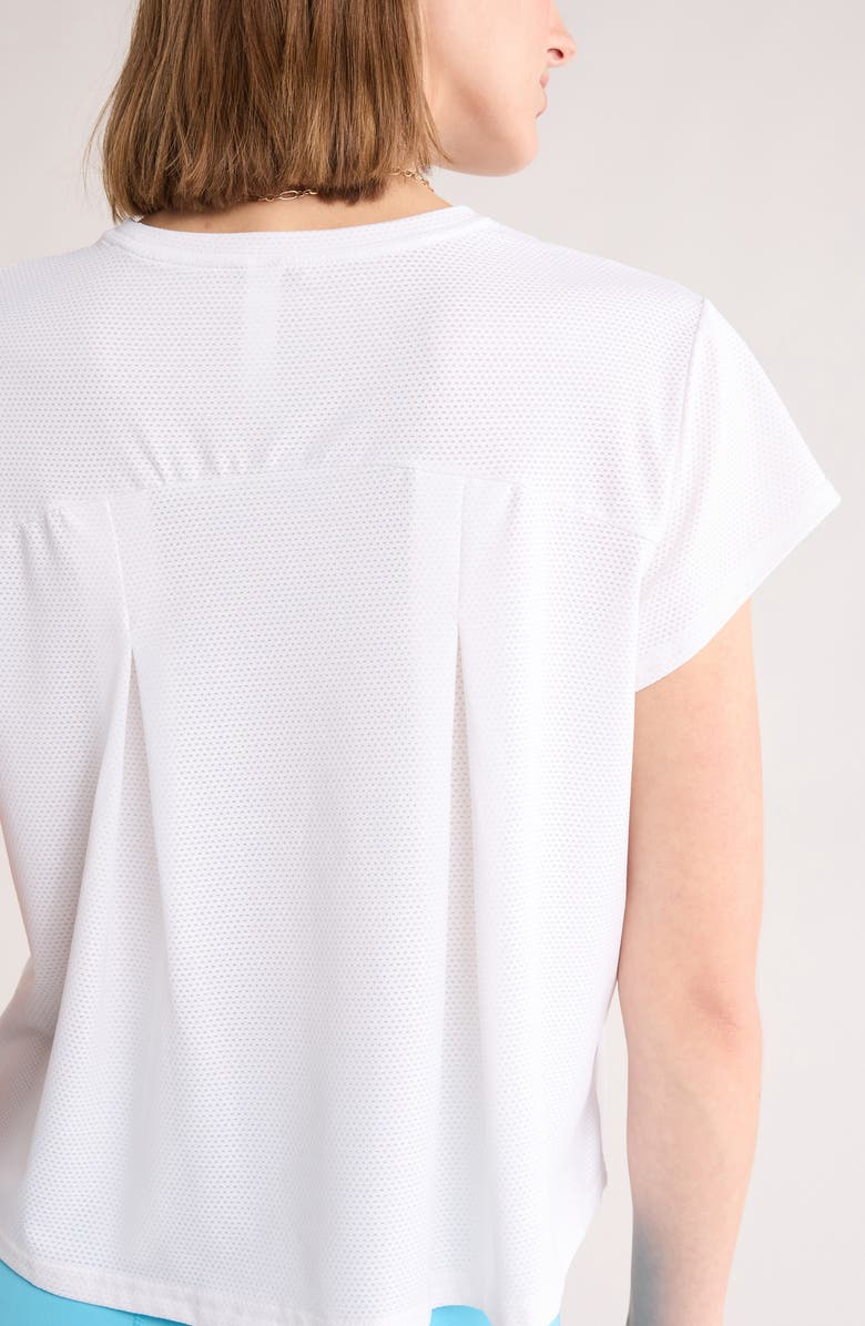 Z by Zella Flow Mesh Pleated T-Shirt, Alternate, color, White