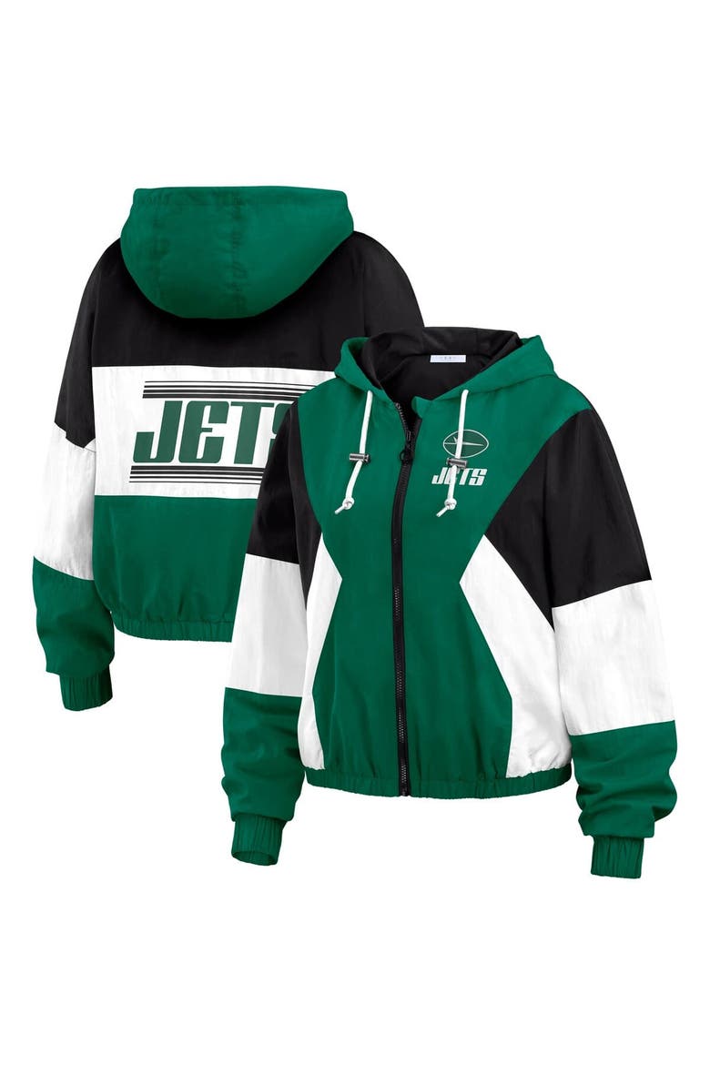 Women's WEAR by Erin Andrews  Green New York Jets Color Block Full-Zip Windbreaker Jacket, Main, color, Green