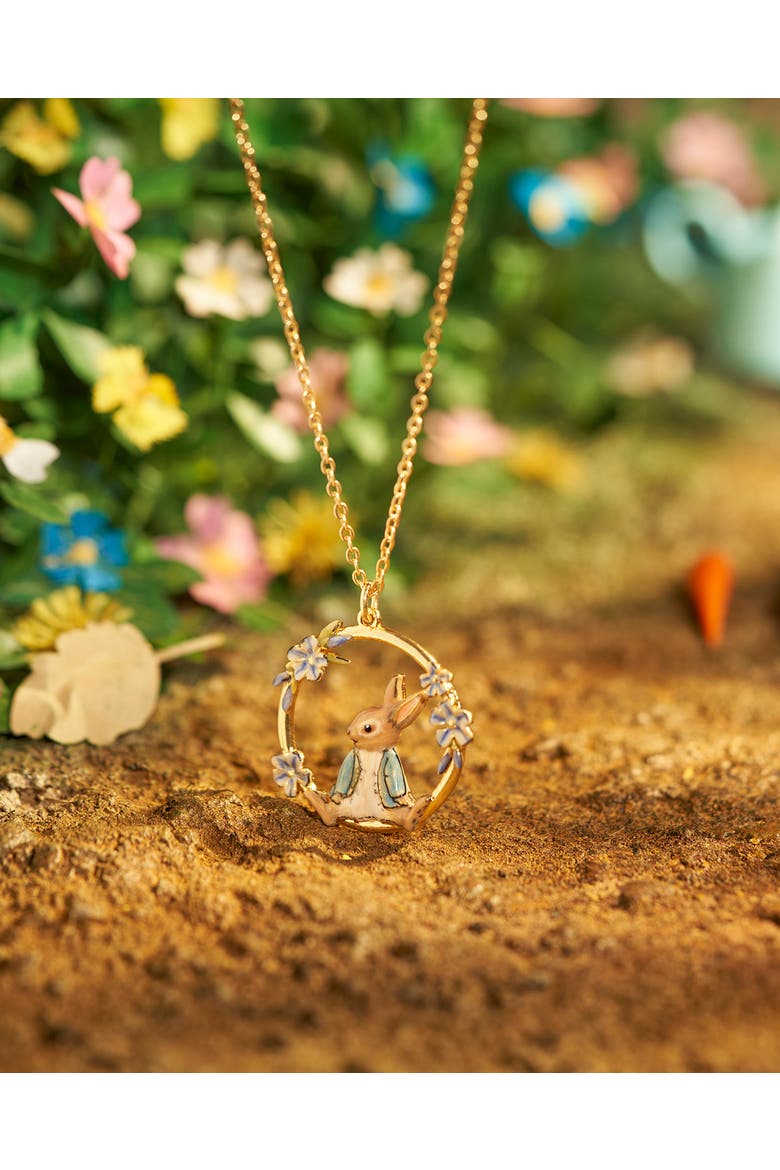 x Peter Rabbit Forget Me Not Necklace, Alternate, color, Gold