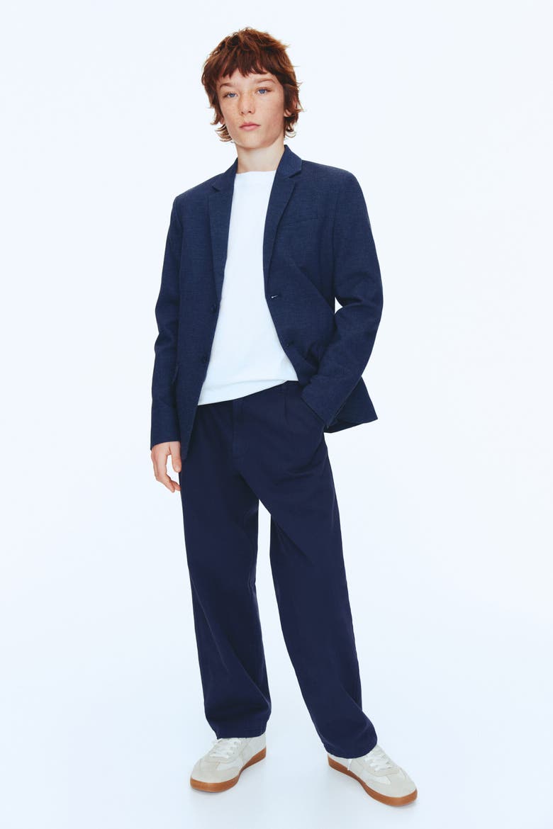 Linen-blend Jacket, Alternate, color, Navy blue