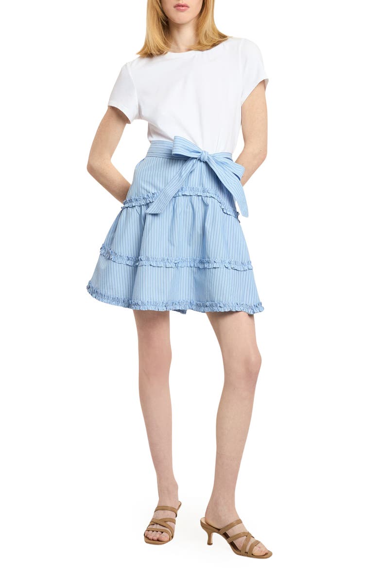 Jessie Mixed Media Stretch Cotton Dress, Main, color, WHITE/ BLUE WISTERIA MULTI