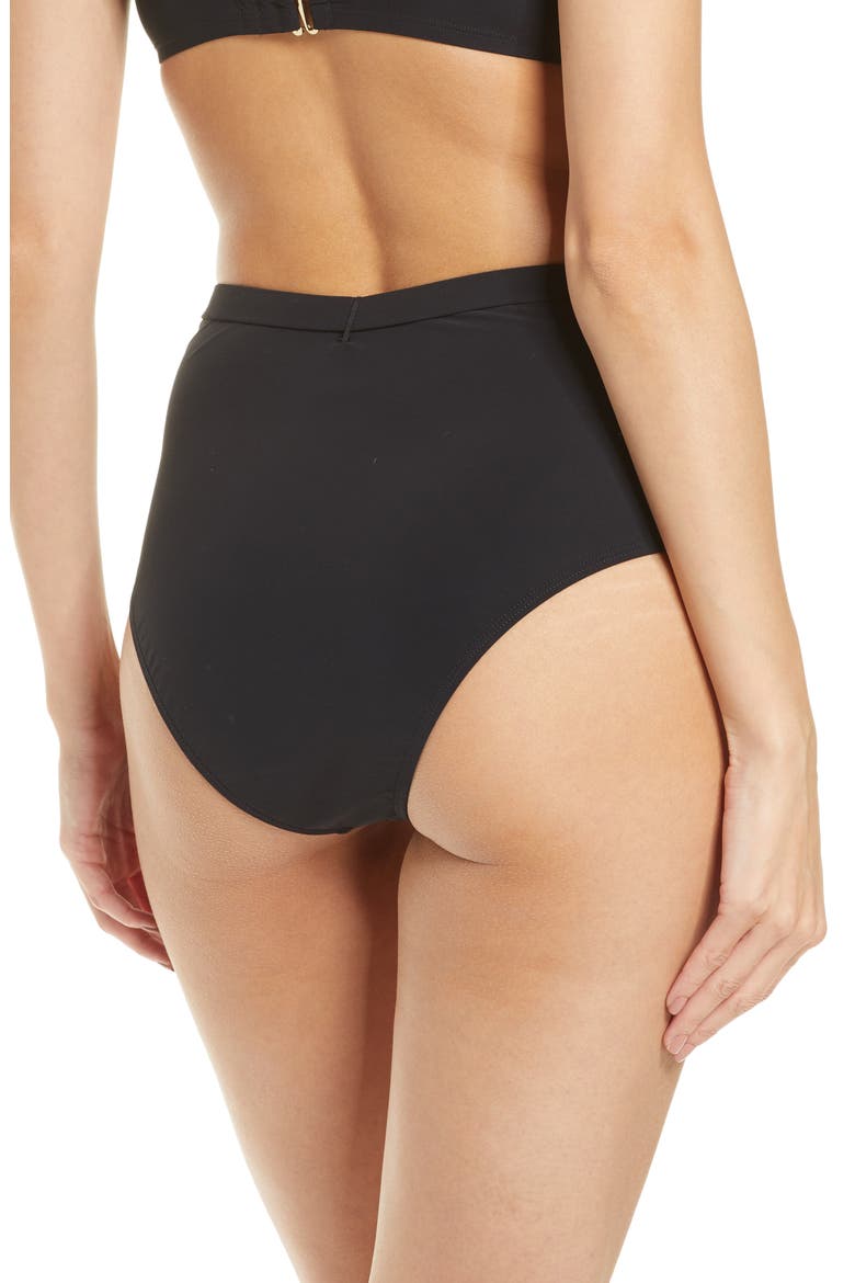 High Waist Bikini Bottoms, Alternate, color, BLACK