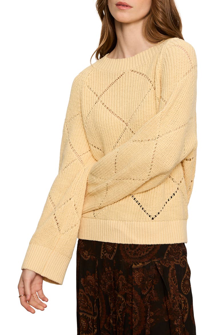 Diamond Stitch Sweater, Alternate, color, LIGHT GOLDIE YELLOW