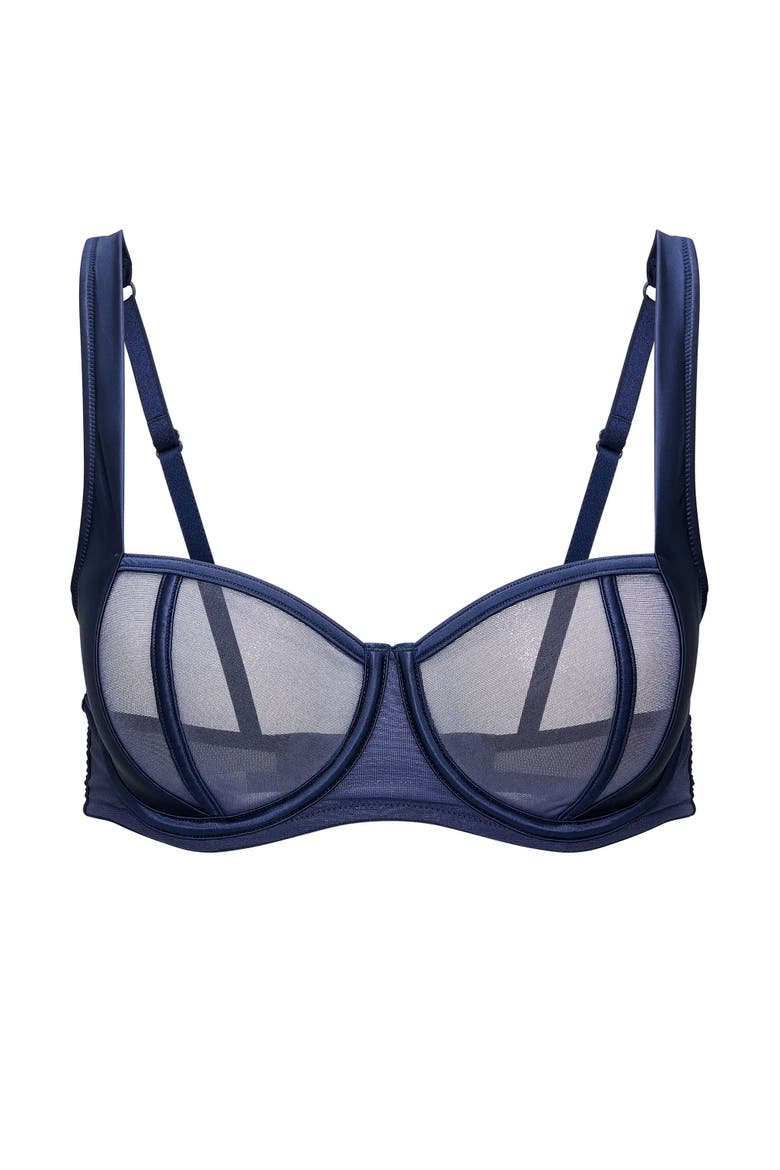 Elen Unlined Balconette Bra, Alternate, color, Dark blue