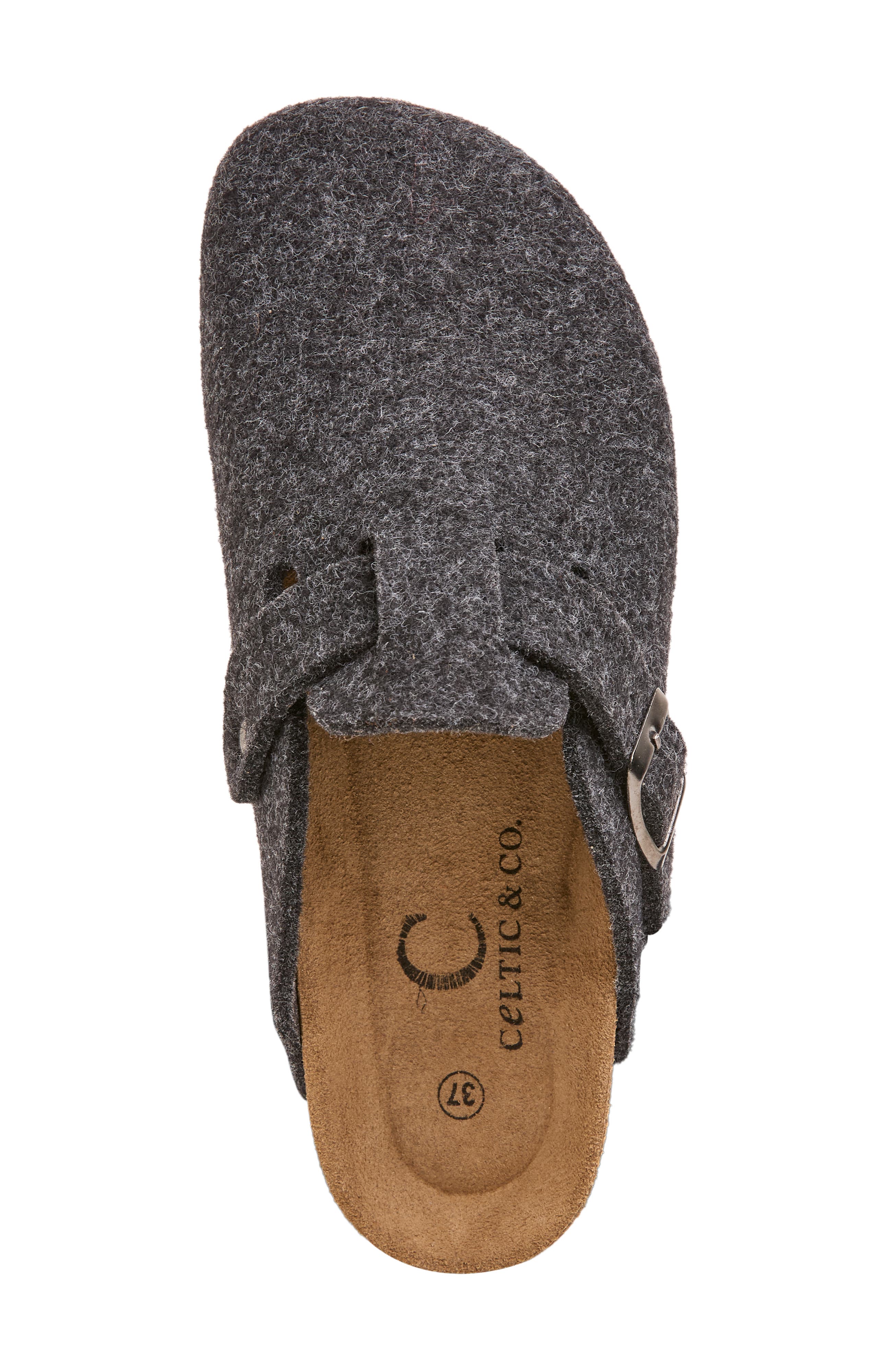 Celtic & Co. Felt Buckle Clog, Alternate, color, Charcoal