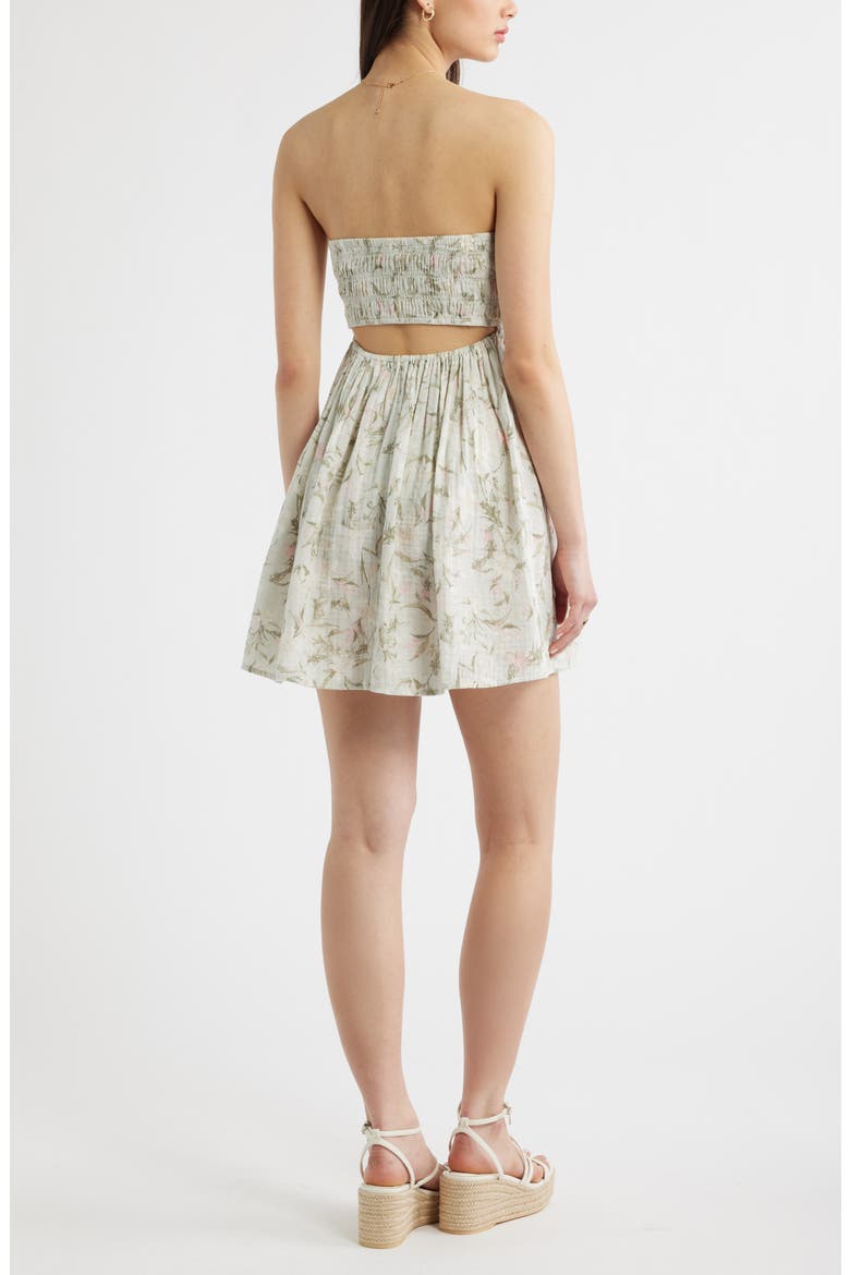 Cutout Strapless Cotton Minidress, Alternate, color, GREY- IVORY SKYLAR SOLEIL