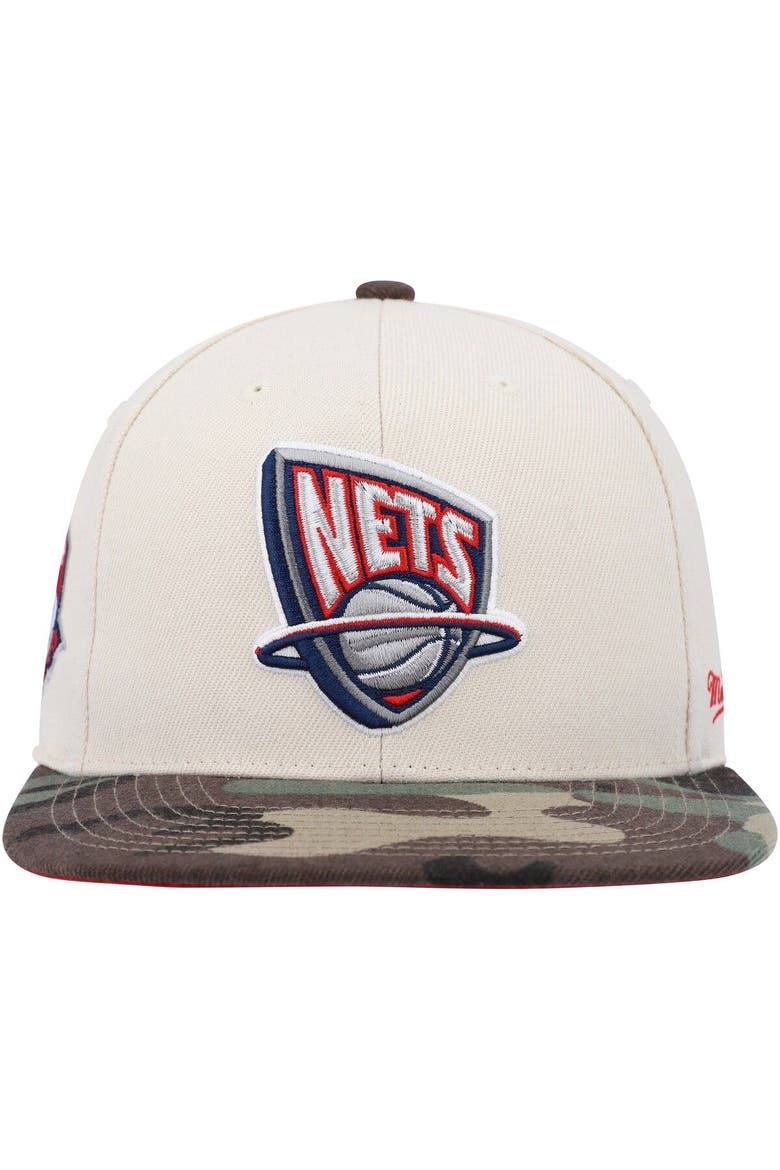 Men's Mitchell & Ness Cream/Camo New Jersey Nets Hardwood Classics 35th Anniversary Off White Camo Fitted Hat, Alternate, color, Camo