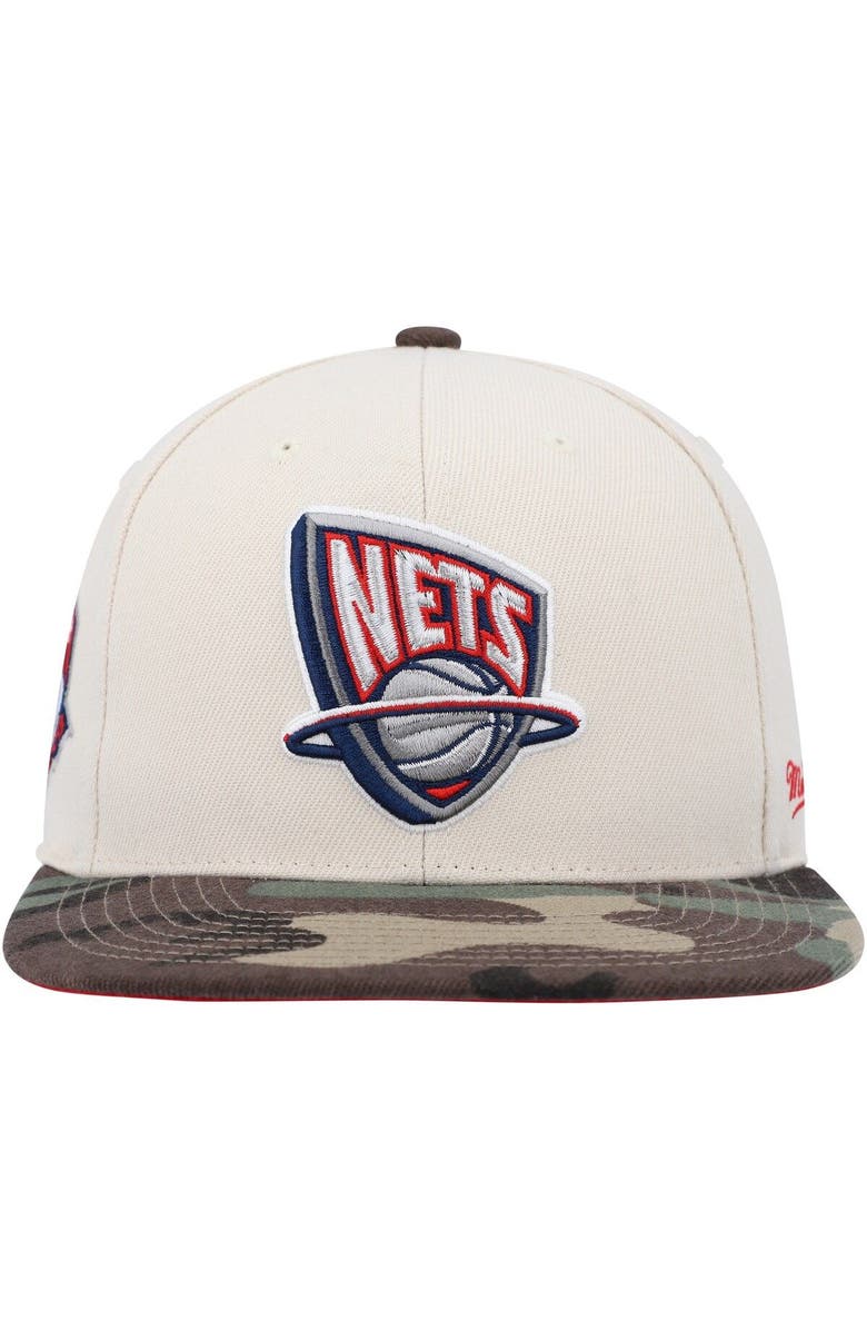 Mitchell & Ness Men's Mitchell & Ness Cream/Camo New Jersey Nets Hardwood Classics 35th Anniversary Off White Camo Fitted Hat, Alternate, color, Camo