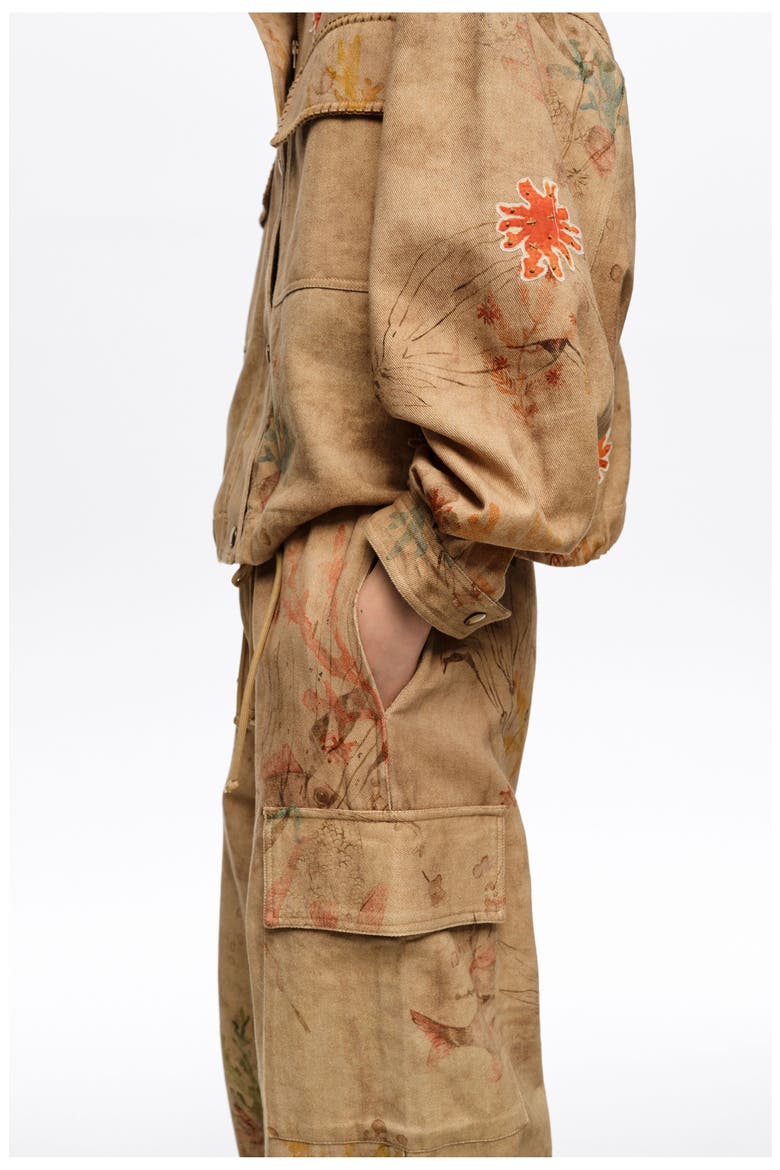 Cargo Trousers With Stitching And Patches, Alternate, color, UNDERWATER GARDEN