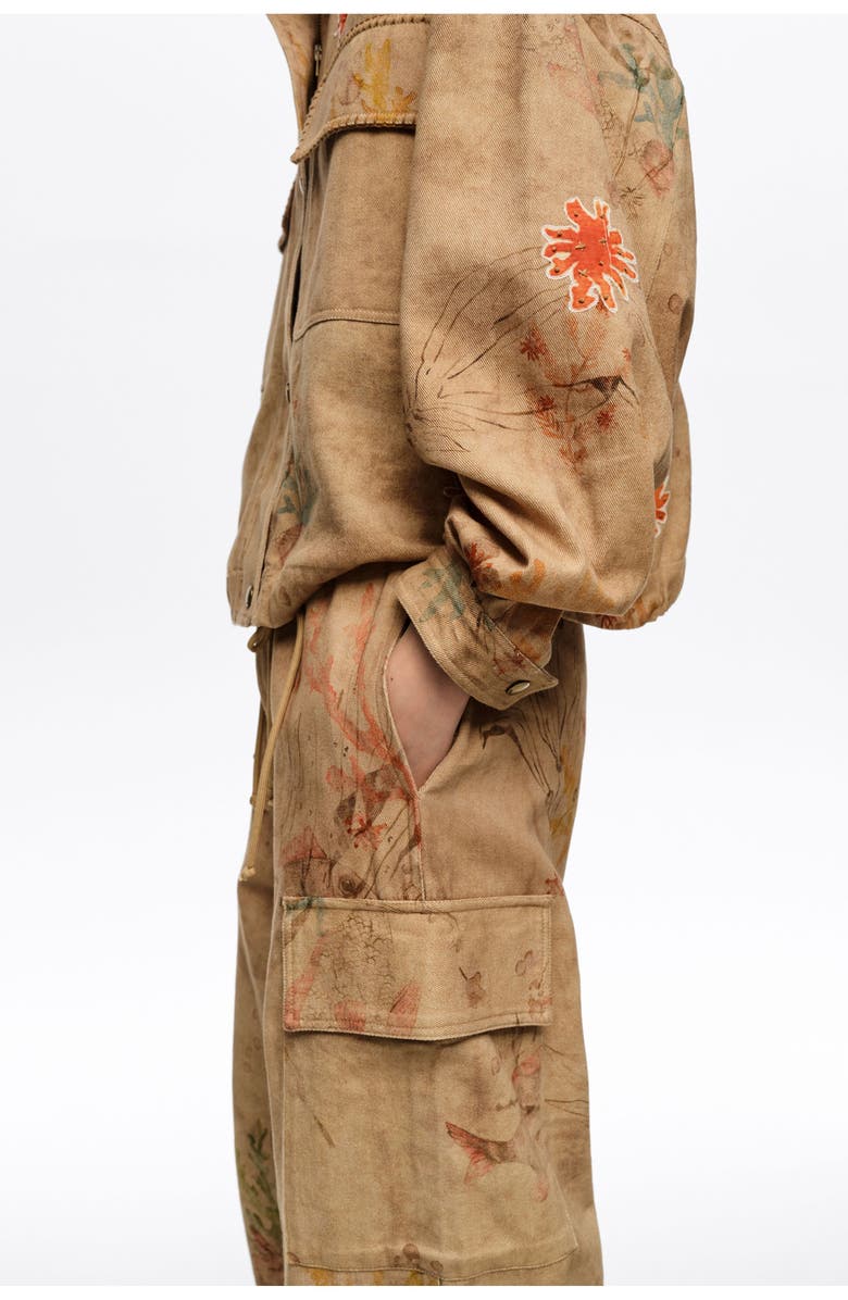 Bimba y Lola Cargo Trousers With Stitching And Patches, Alternate, color, Underwater Garden