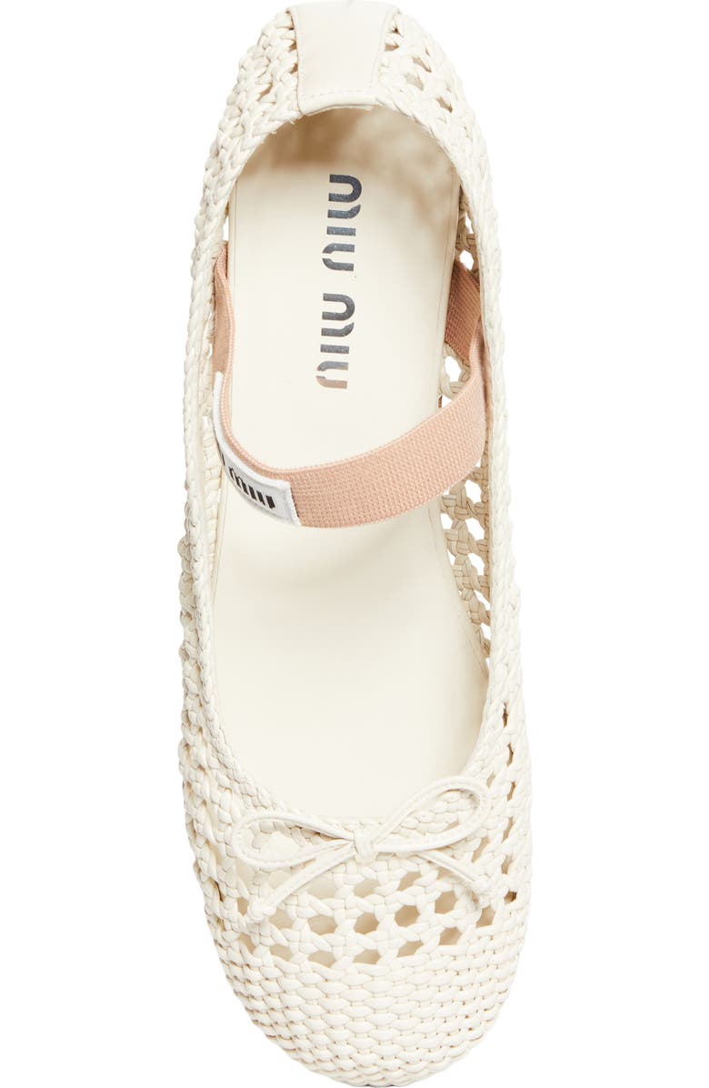 Miu Miu Woven Mary Jane Ballet Flat, Alternate, color, White