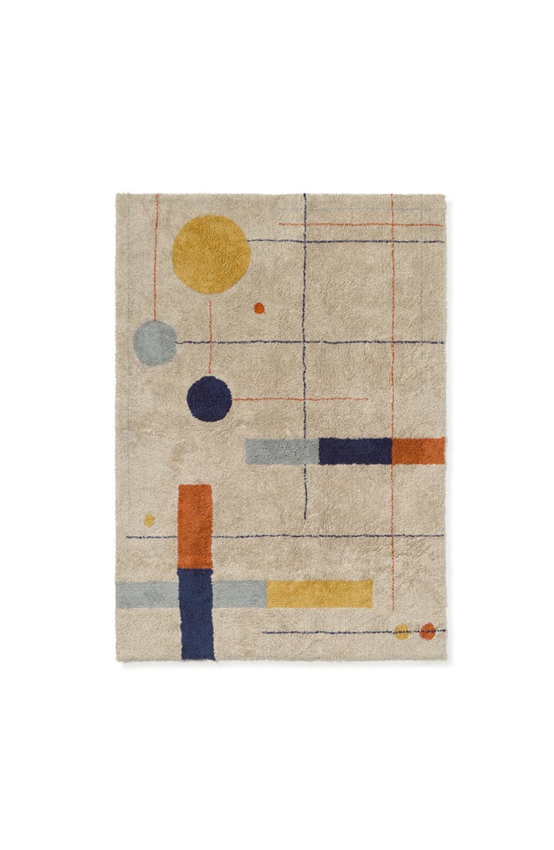 Lorena Canals Washable Rug Geometrical Shapes, Main, color, Blue , Orange, Honey, Beige