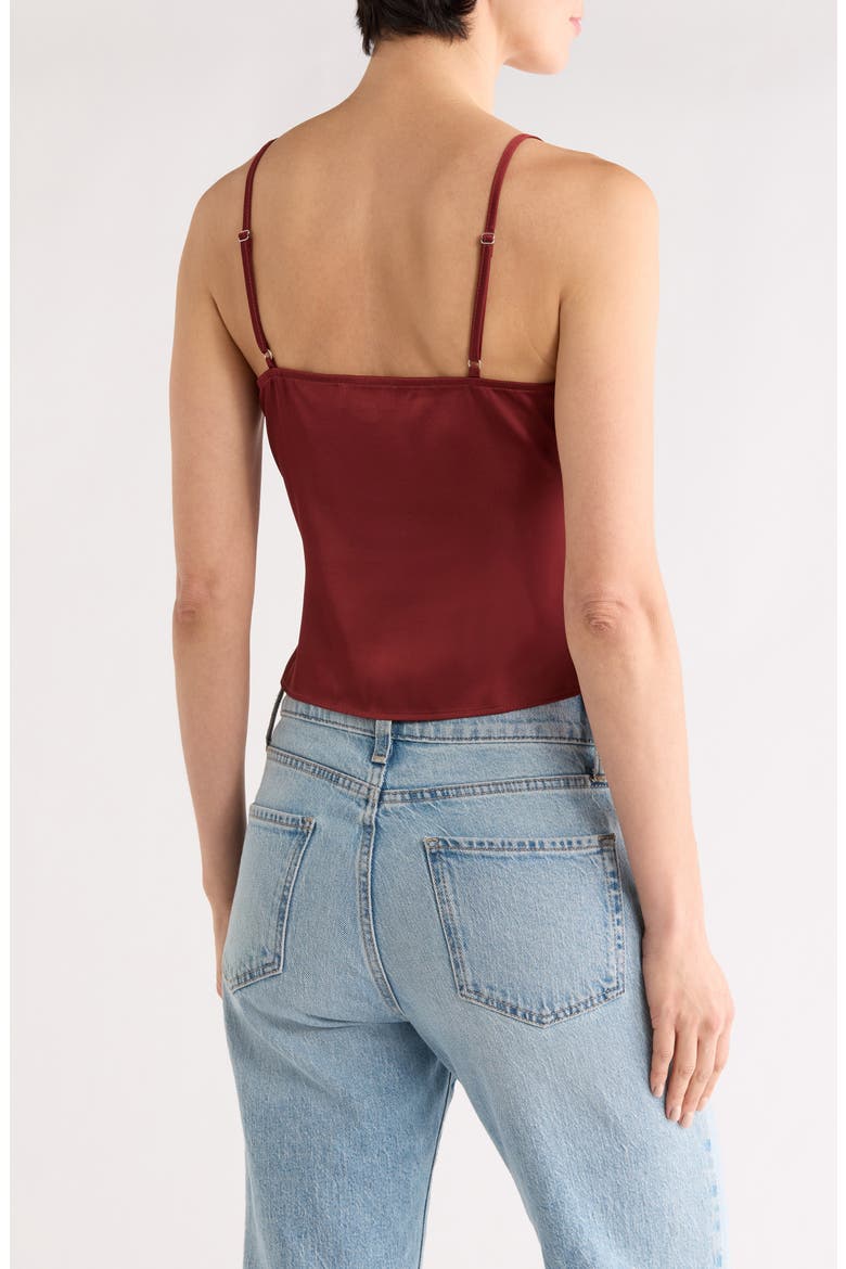 Twist Front Satin Camisole, Alternate, color, WINE