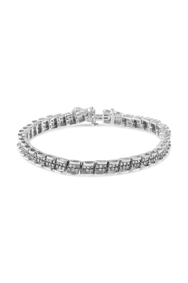 Silver 2.0 Cttw Diamond Round Miracle Plate Link Bracelet, Main, color, White