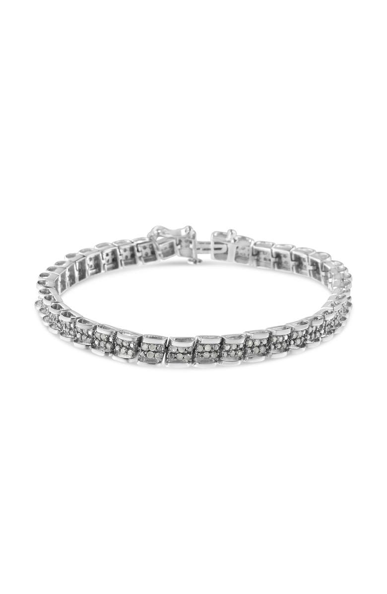 Haus of Brilliance Silver 2.0 Cttw Diamond Round Miracle Plate Link Bracelet, Main, color, White