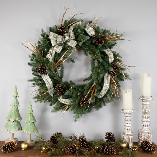 Northlight Real Touch Pre-lit Blue Spruce Artificial Christmas Wreath In Green
