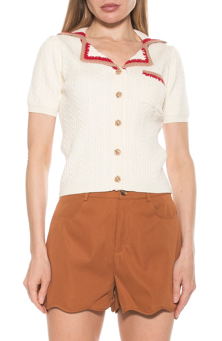 Alexia Admor Kith Knit Button Top, Main, color, Ivory