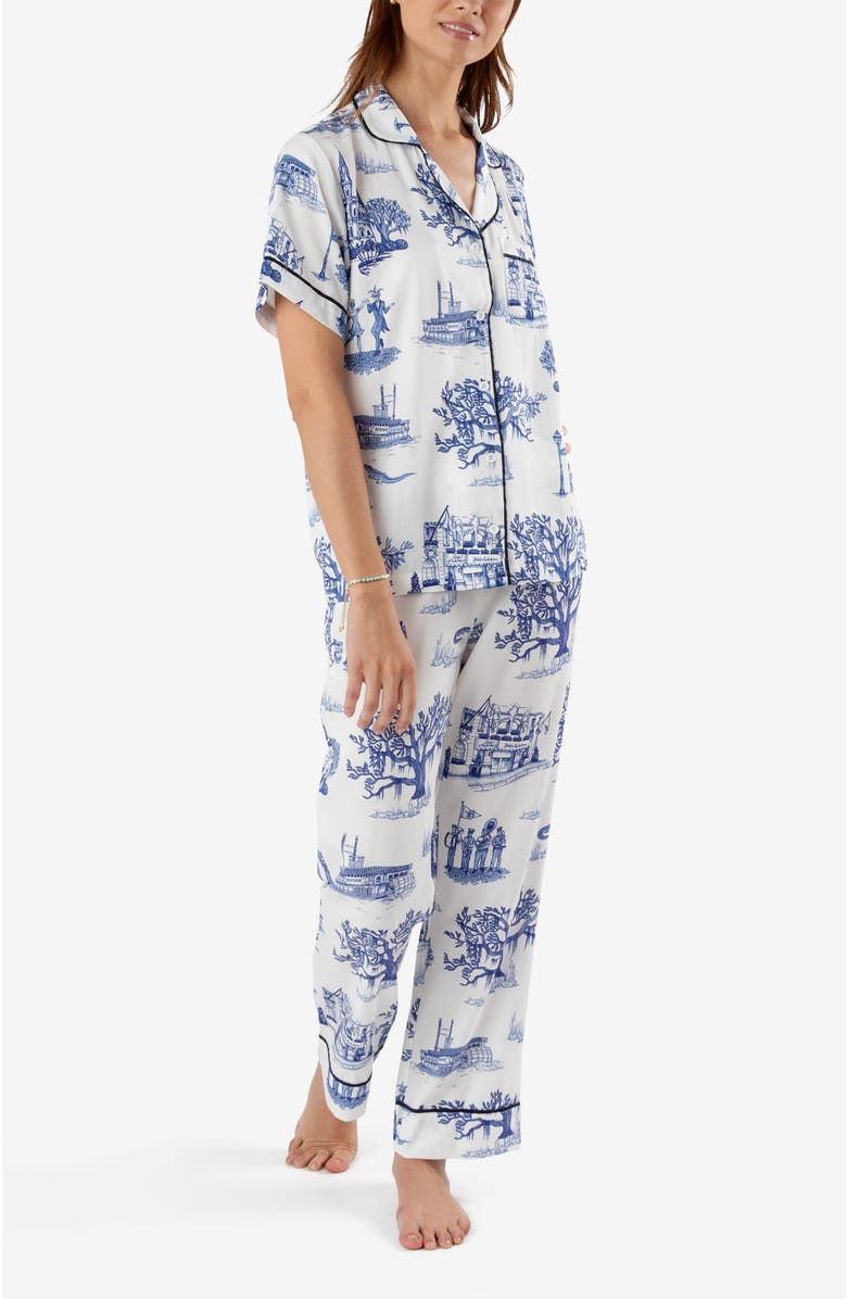 Katie Kime New Orleans Toile Pants Set, Main, color, Navy