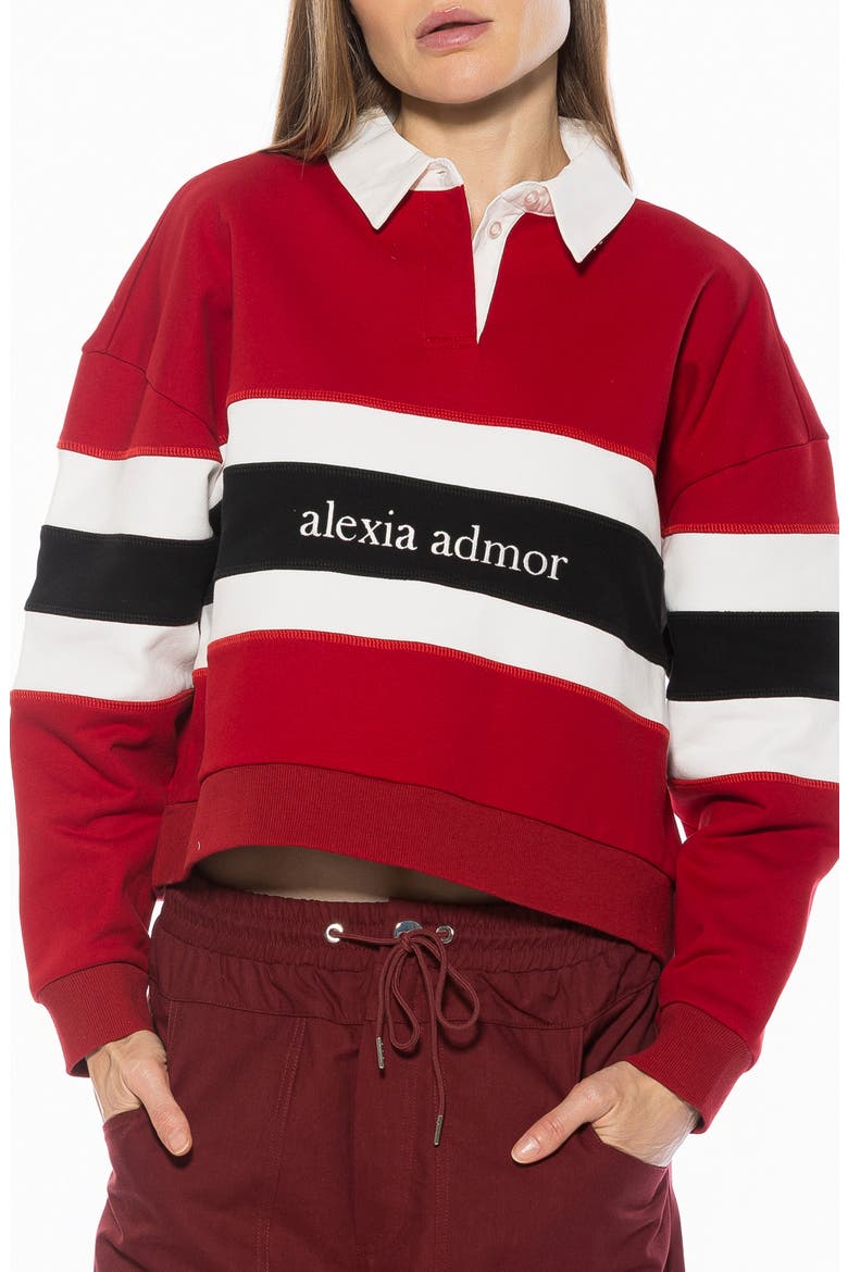 Lucian Branded Rugby Polo Sweatshirt, Main, color, BURGUNDY MULTI