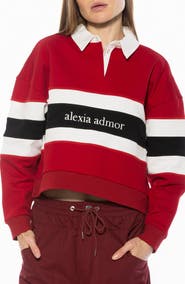 Alexia Admor Lucian Branded Rugby Polo Sweatshirt