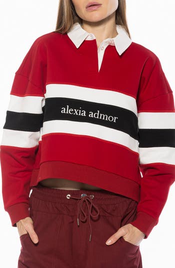 Alexia Admor Lucian Branded Rugby Polo Sweatshirt In Animal Print