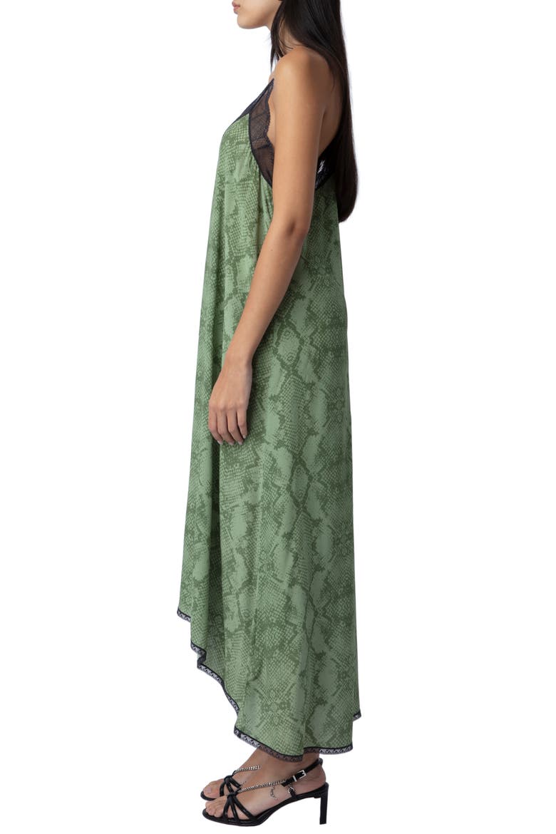 Risty Python Print Lace Trim High-Low Slipdress, Alternate, color, KAKI