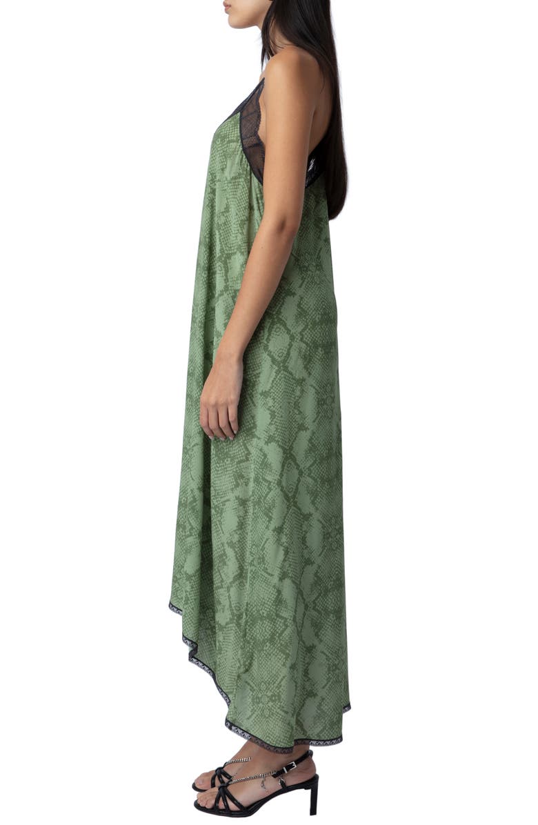 Zadig & Voltaire Risty Python Print Lace Trim High-Low Slipdress, Alternate, color, 
