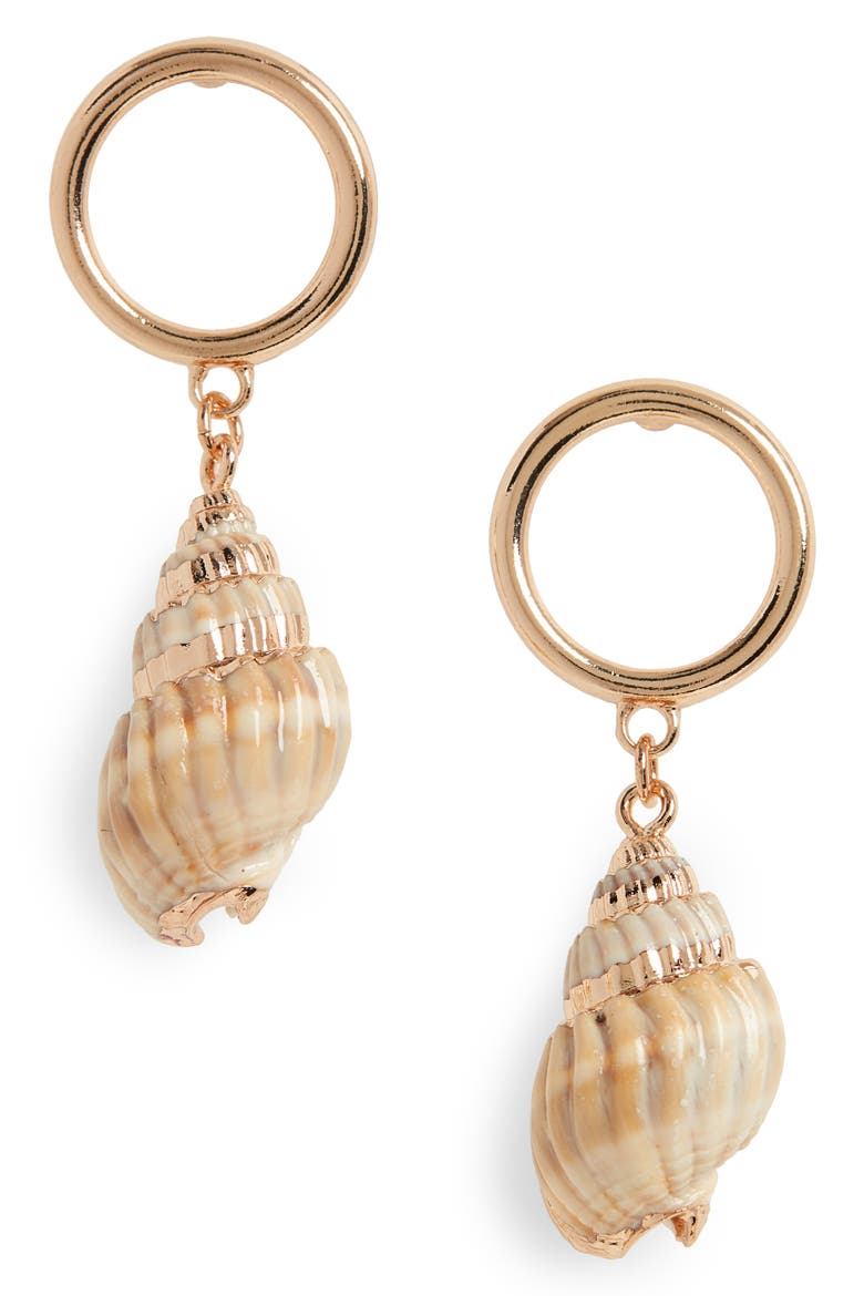 Shell Drop Earrings, Main, color, TAN- GOLD