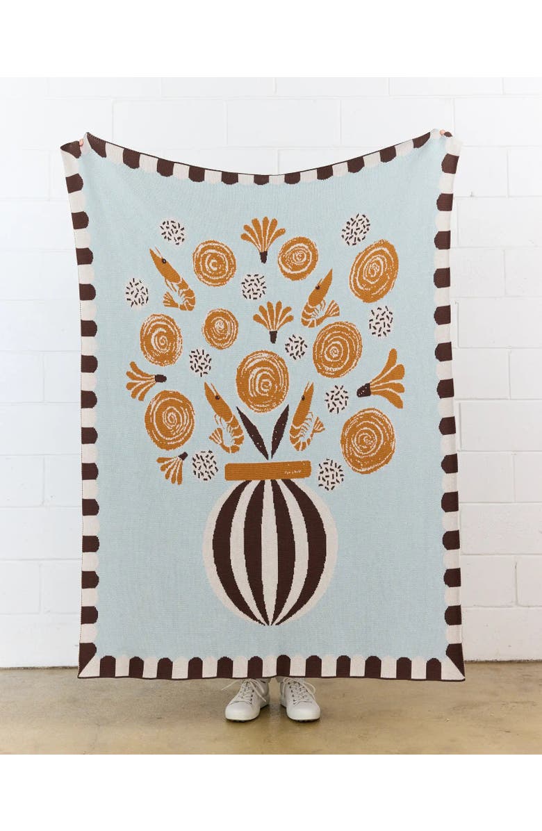 Biquette Le Bouquet Knit Throw Blanket, Alternate, color, Cocktail Hour