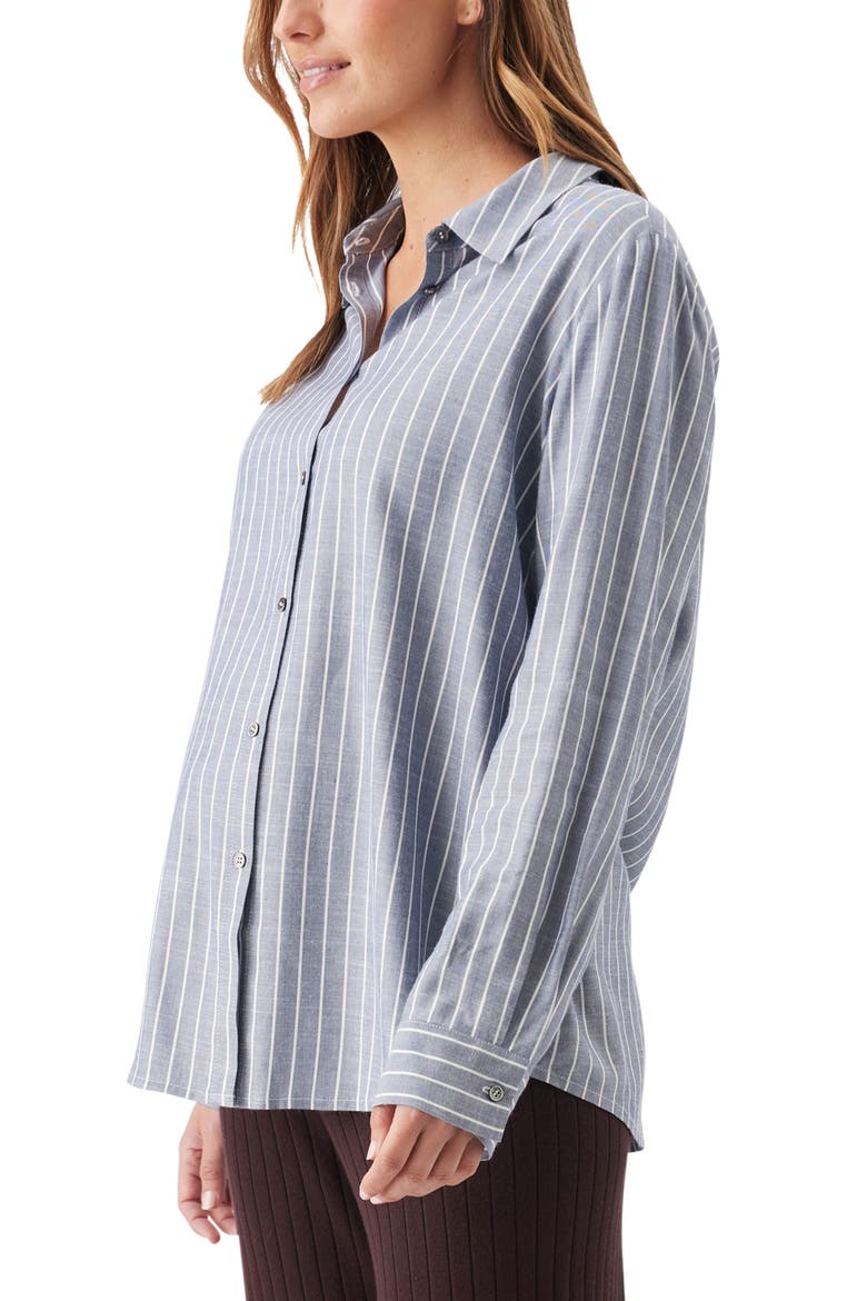 Millie Button Up Stripe Maternity Maternity Shirt, Alternate, color, Denim / White