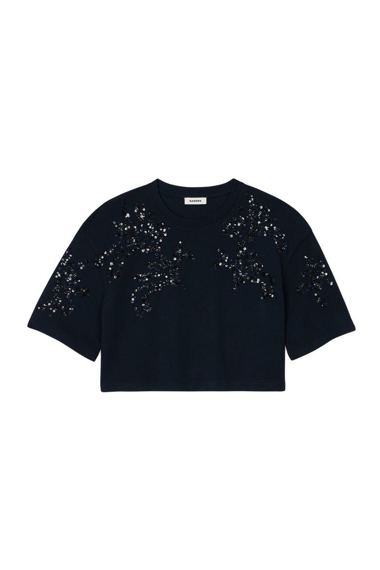 T-shirt with beaded details, Alternate, color, Navy blue
